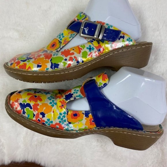 Lila SureGrip Womens Bailey Blue Floral Open Back Clog Slip‎ Resistant, size 8.5 - Picture 9 of 15